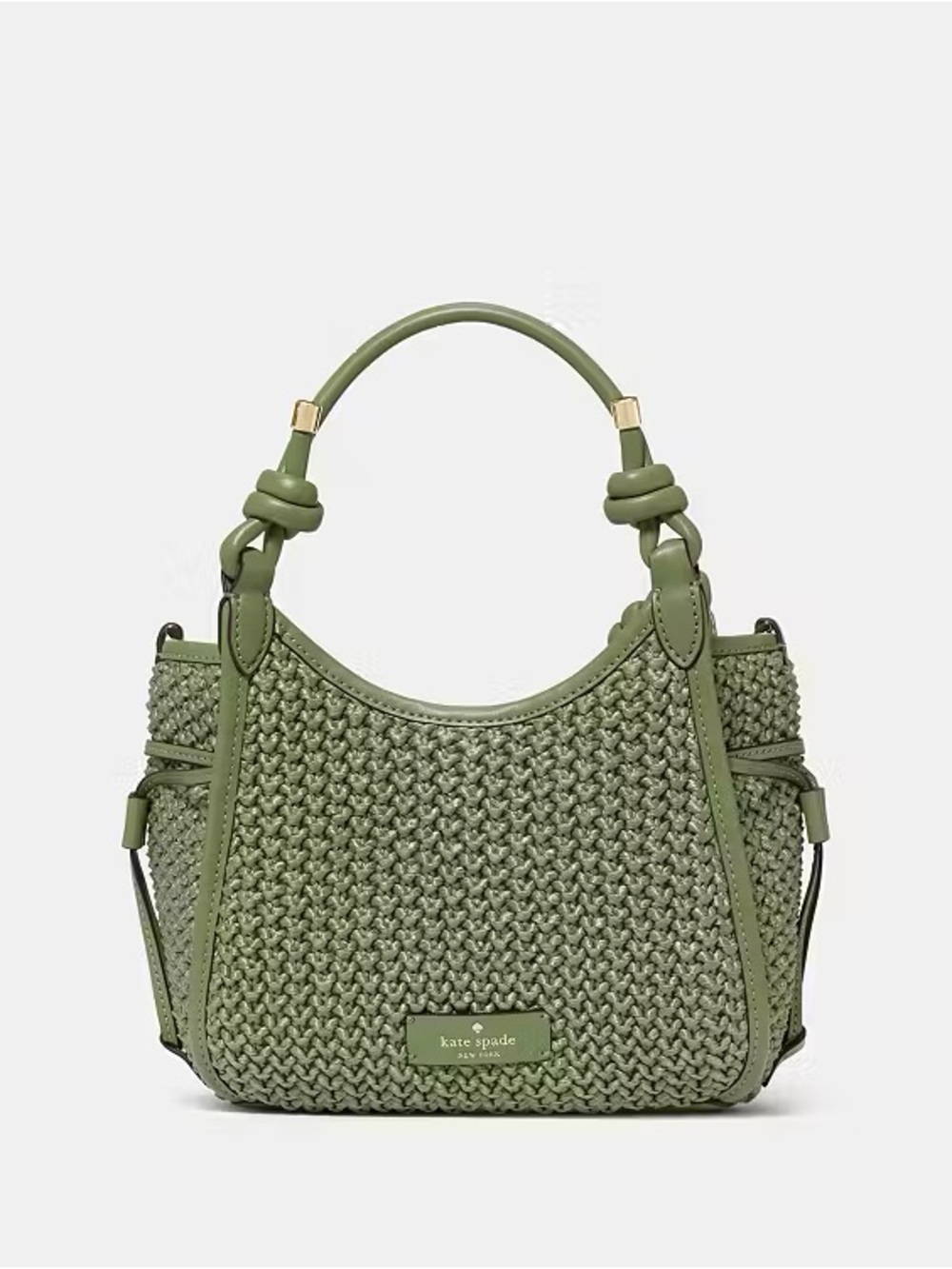 ♠️Kate Spade Stash Small Straw Satchel Crossbody Bag, Cedar Stand Green NEW NWT
